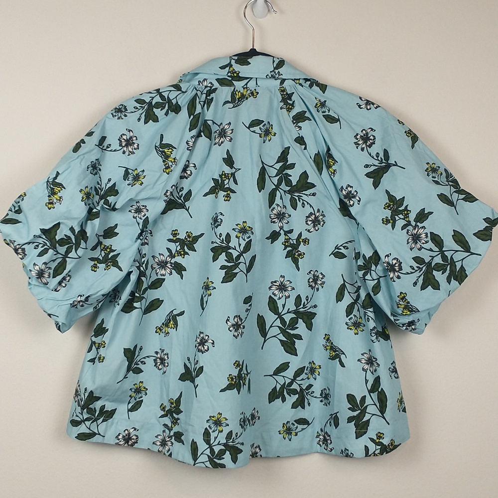 Maeve Light Blue Floral Puff Sleeve Button Front Blouse - Picture 10 of 10